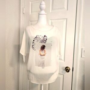 ZARA Women's White Graphic Top